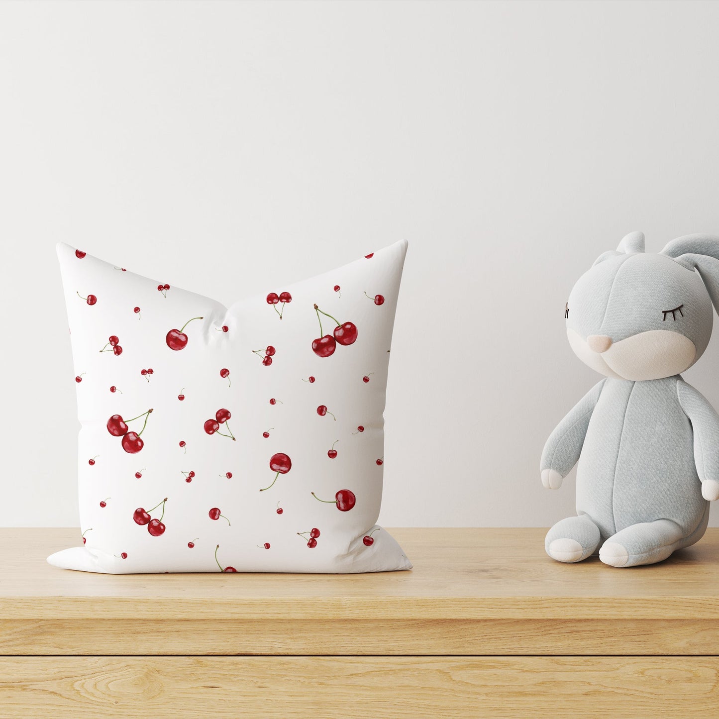 Skrautpúði úr fyrsta flokks efni með kirsuberjamynstri