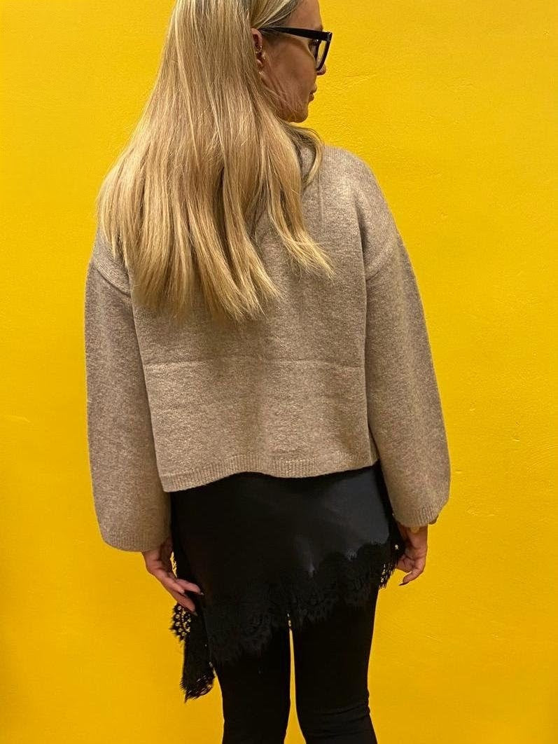 Kleid Satin asymmetrisch mit Spitze Schwarz One Size  bis Größe 38/40 N1895