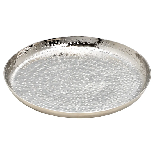 Dekoteller Teller Silber Metall rund Hammerschlag Kerzenteller Schale Ø 23 cm