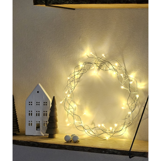 Weihnachtskranz LED Kranz Timer Batterie Lichterkranz warmweiß Leuchtkranz 30 cm