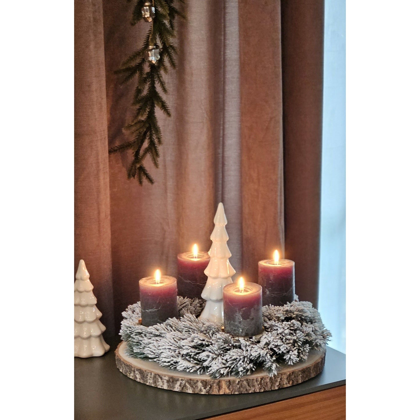 Adventskranz Tannenkranz Weihnachtskranz künstlicher Deko-Kranz grün weiß Ø 40cm