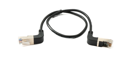 SYSTEM-S LAN Kabel 50 cm 8P8C RJ45 Stecker zu Stecker Winkel in Schwarz