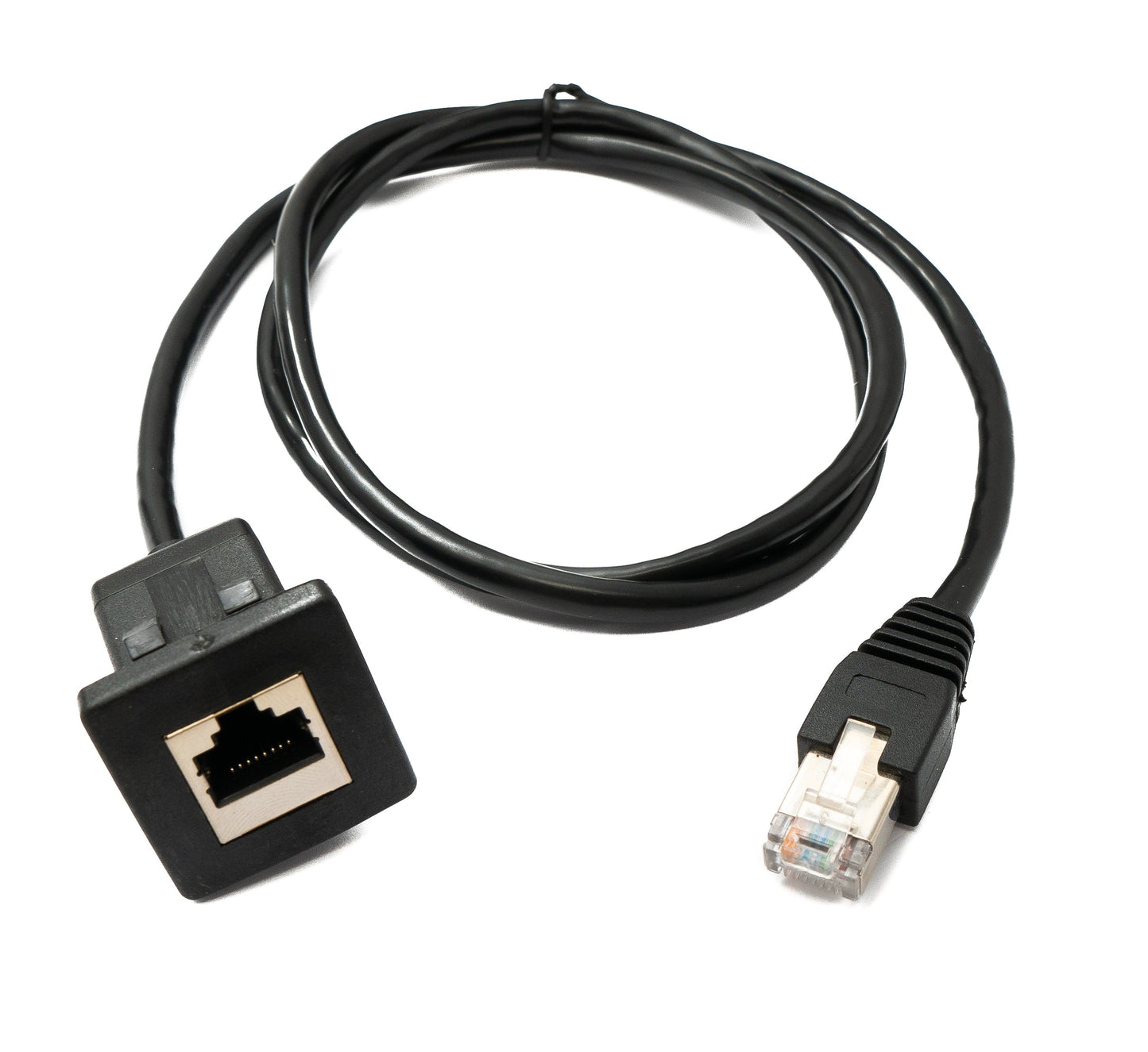 SYSTEM-S LAN snúra 100 cm RJ45 tengi í innstungu Ferkantaður mælaborðsfesting Cat6