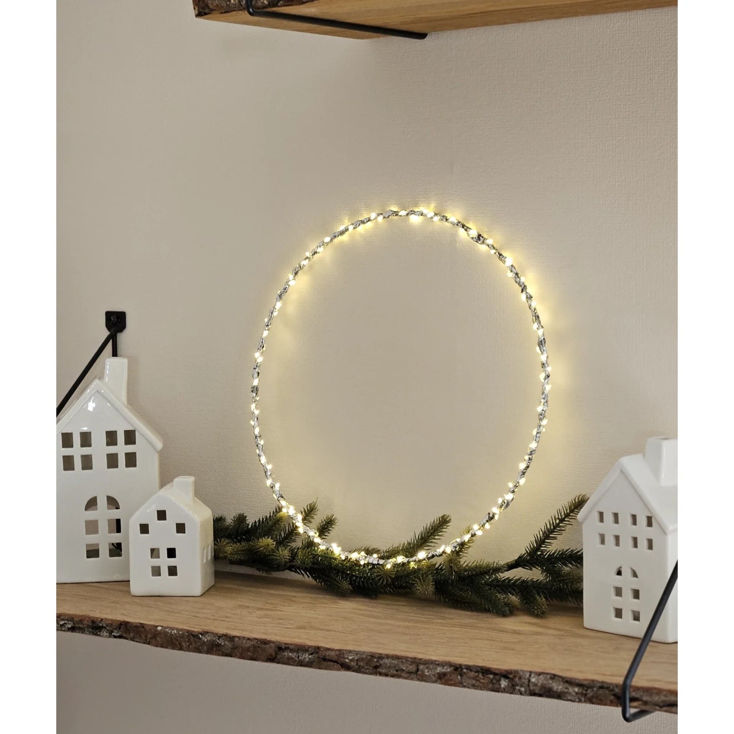 LED Beleuchtung Weihnachten Batterie Lichterkranz Kranz Timer 120 LED 30cm warmweiß