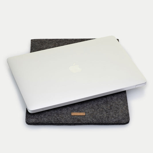 Hülle für Asus VivoBook X170 | aus Filz und Bio-Baumwolle | anthrazit - Tracks | Modell "LET"