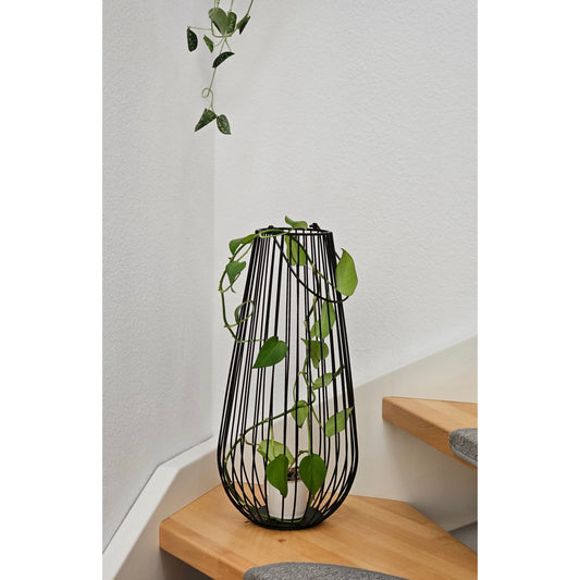 Laterne Windlicht Metalllaterne 25x50 cm Windlicht Kerzenhalter Gartenlampe schwarz