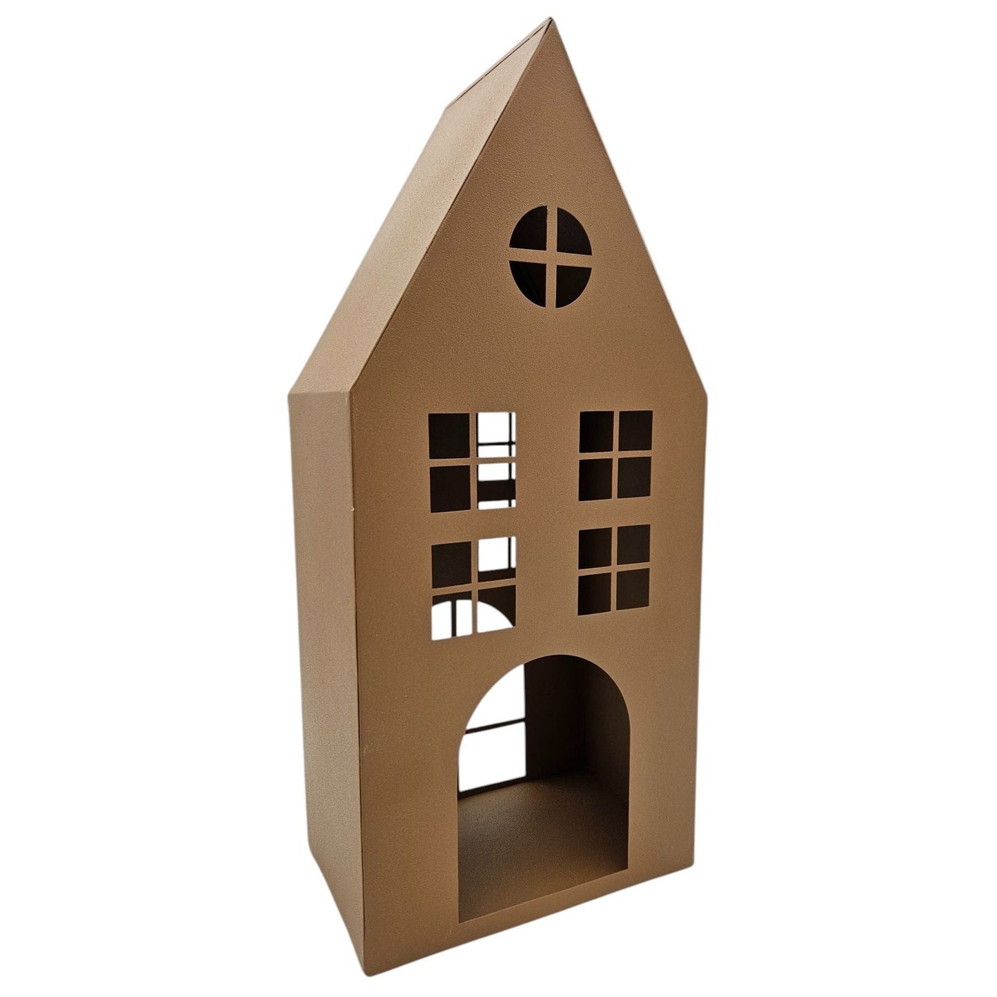 Laternenhaus Windlicht Kerzenhalter Rostoptik Haus Metall Deko Laterne 40 cm