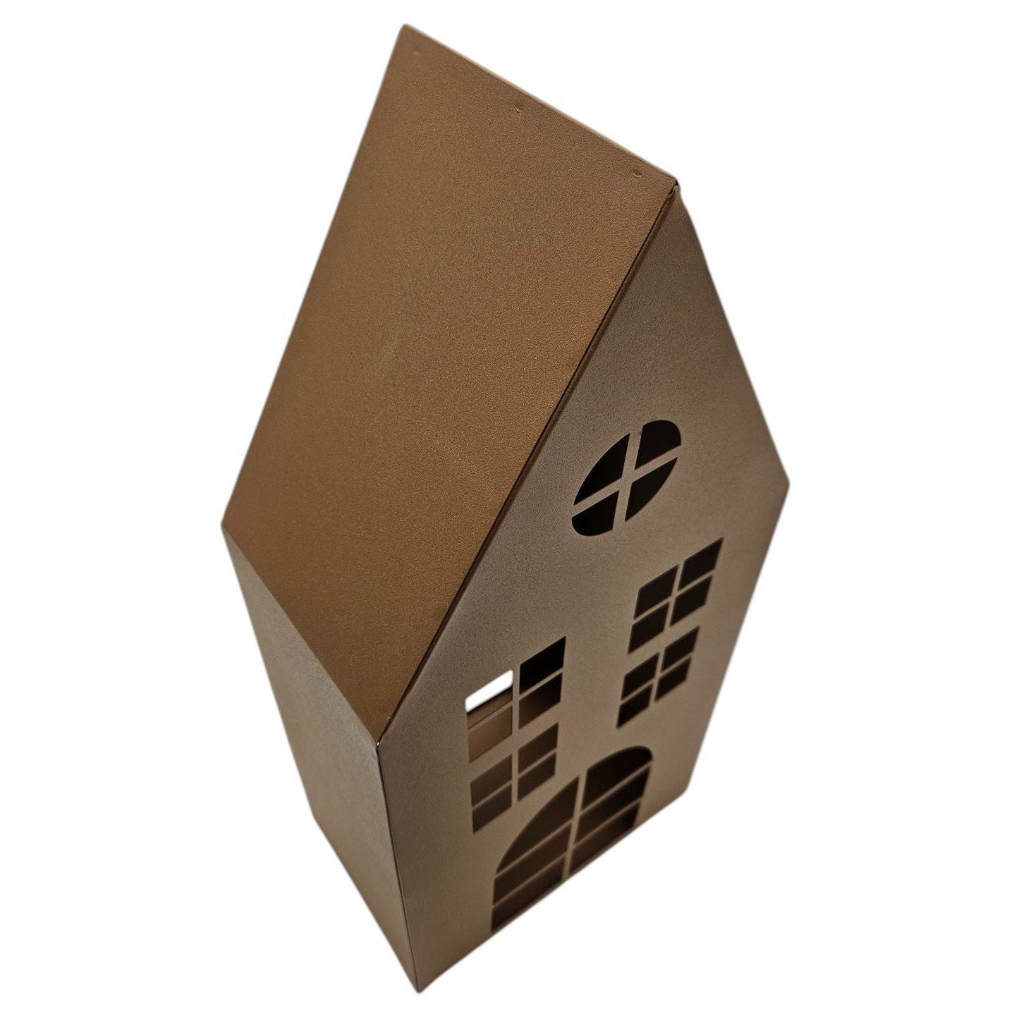 Laternenhaus Windlicht Kerzenhalter Rostoptik Haus Metall Deko Laterne 40 cm