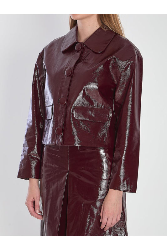 Leather cropped jacket