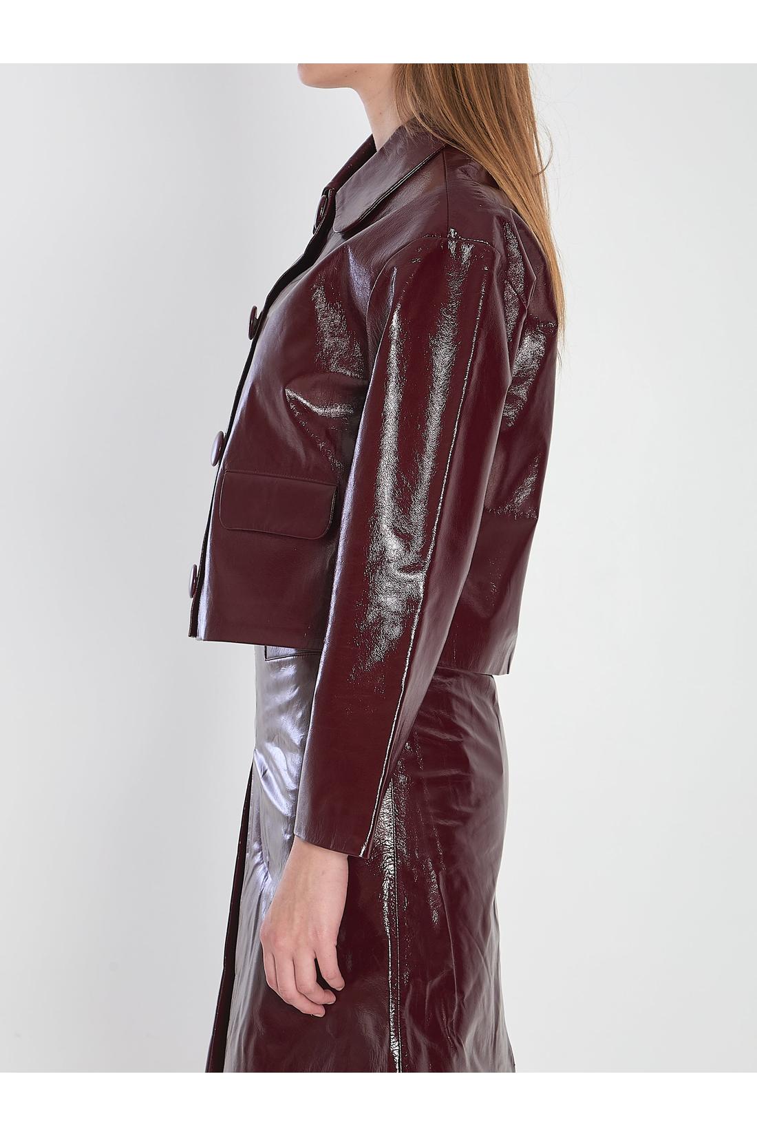 Leather cropped jacket