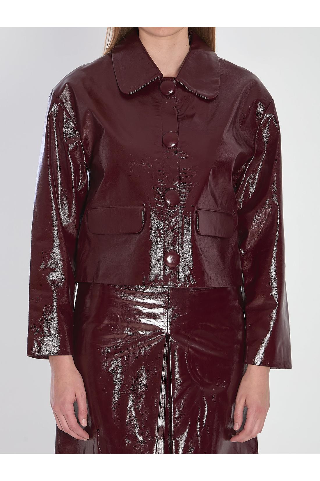 Leather cropped jacket