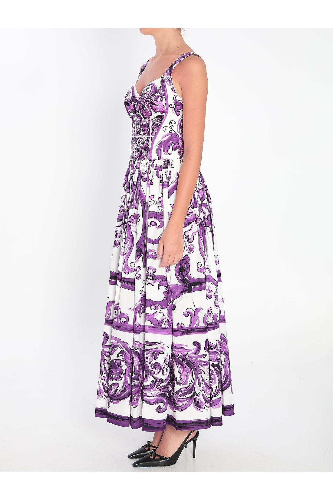 Long dress with Maiolica print