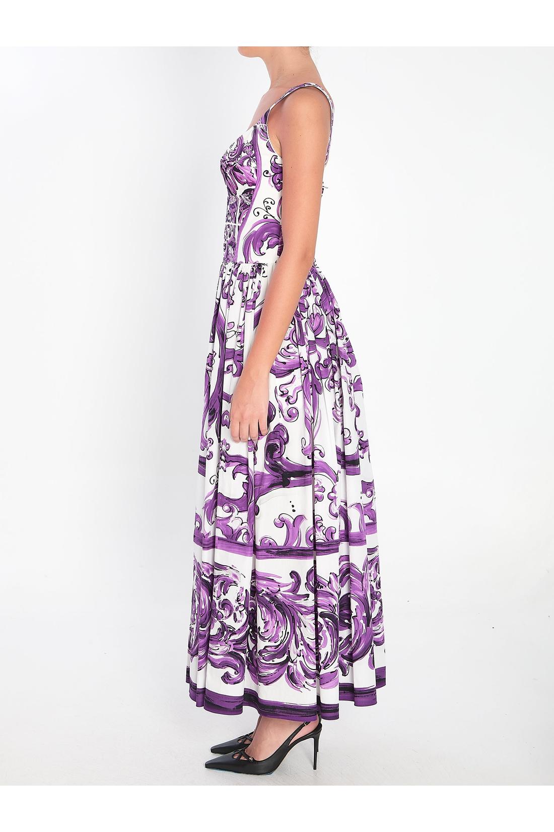 Long dress with Maiolica print