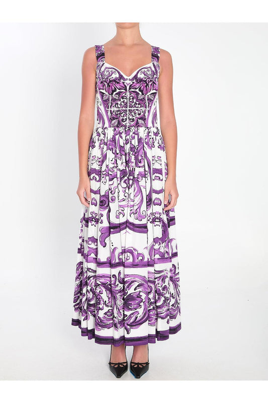 Long dress with Maiolica print