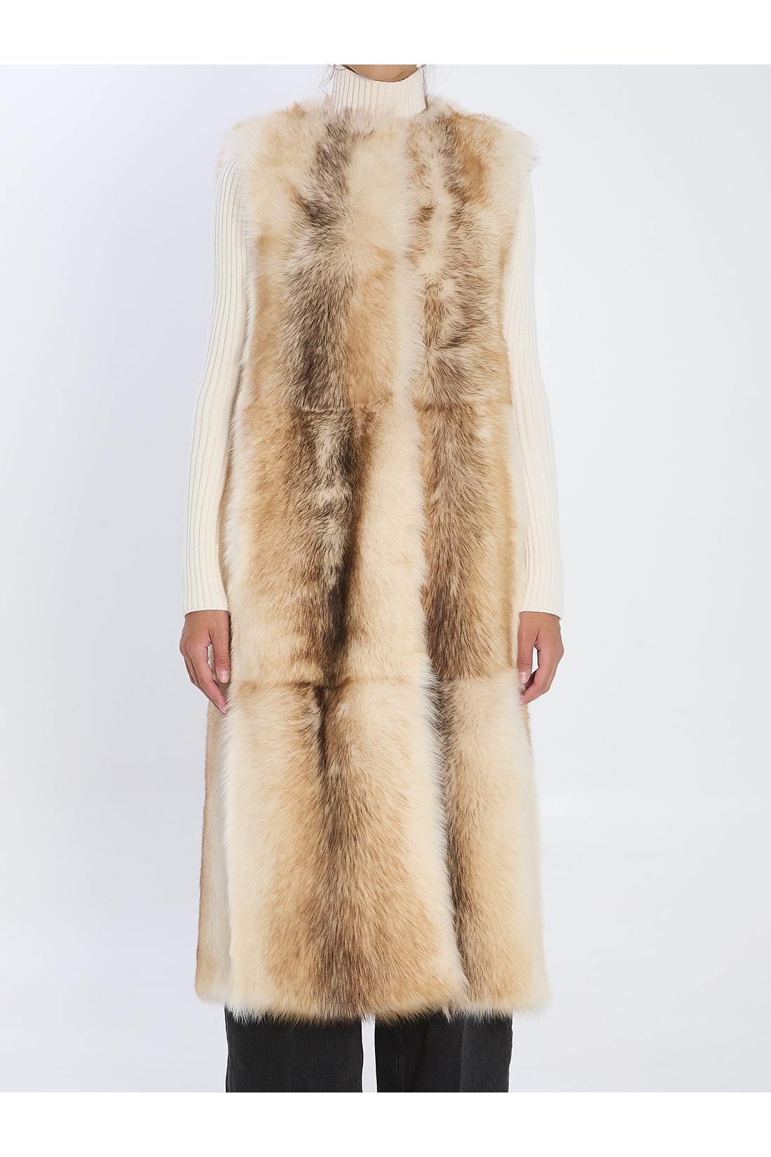 Long lamb fur vest