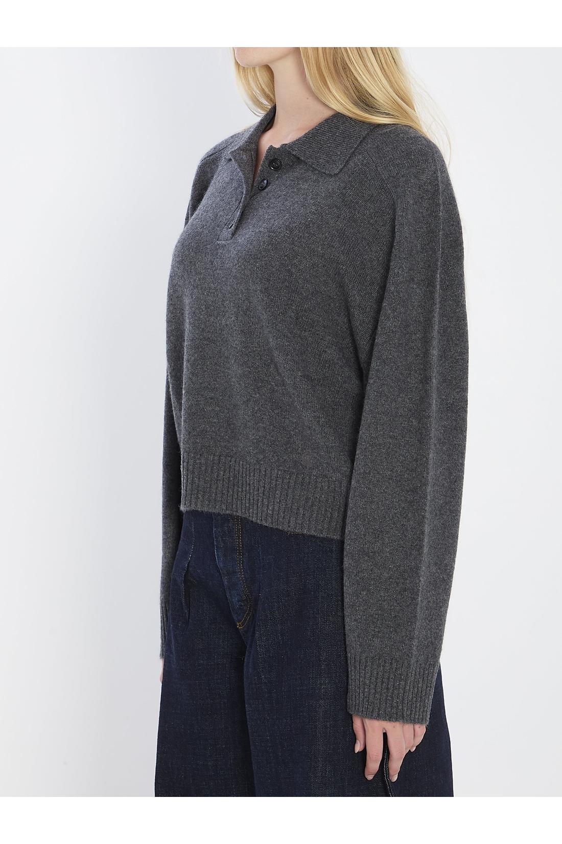 Long-sleeved cashmere polo