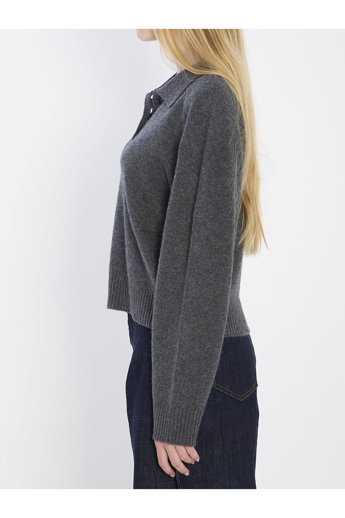Long-sleeved cashmere polo