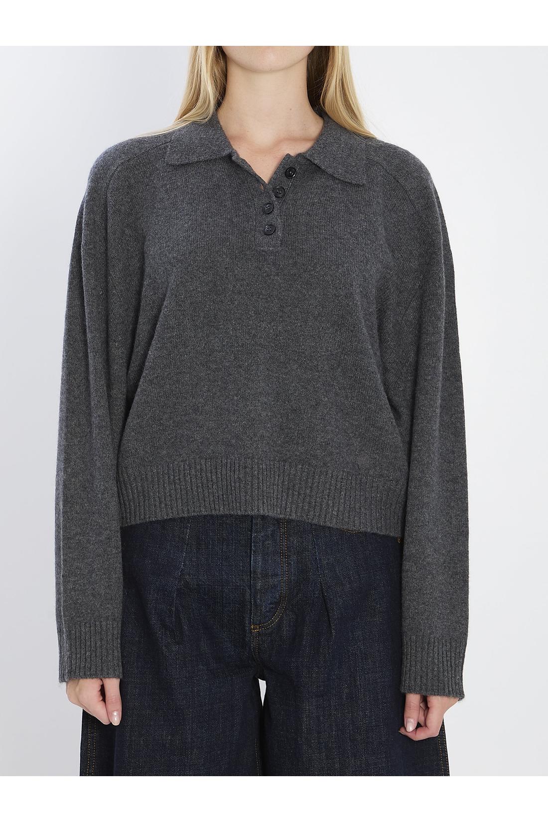 Long-sleeved cashmere polo
