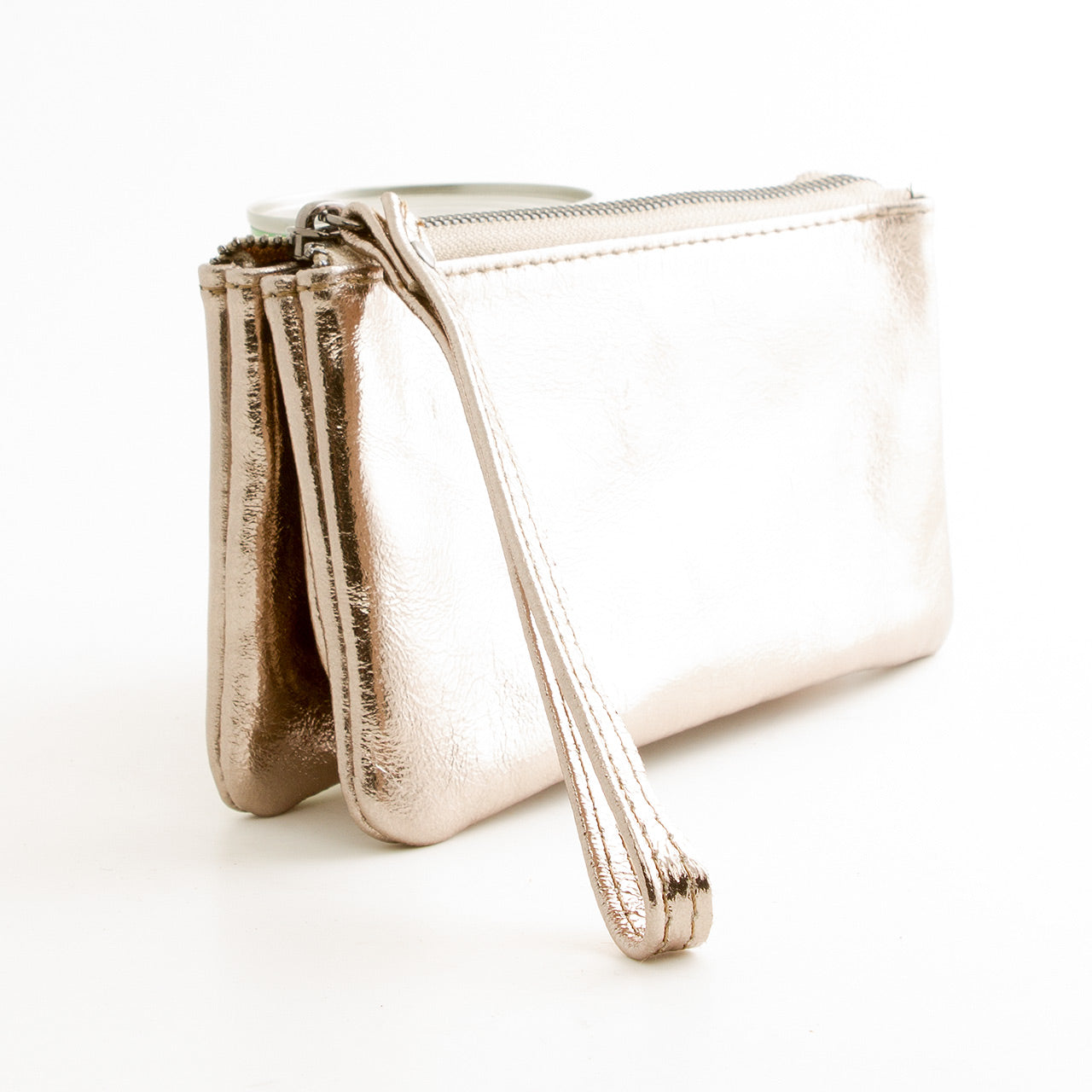 Leder Portmonee im Clutch Stiel Gold