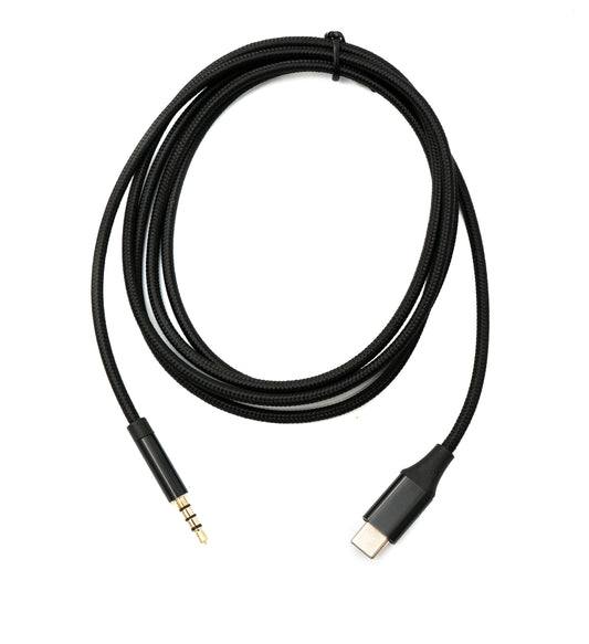 SYSTEM-S Audio Kabel 150 cm Klinke 3,5 mm Stecker zu USB 3.1 Kabel Typ C Stecker AUX in Schwarz