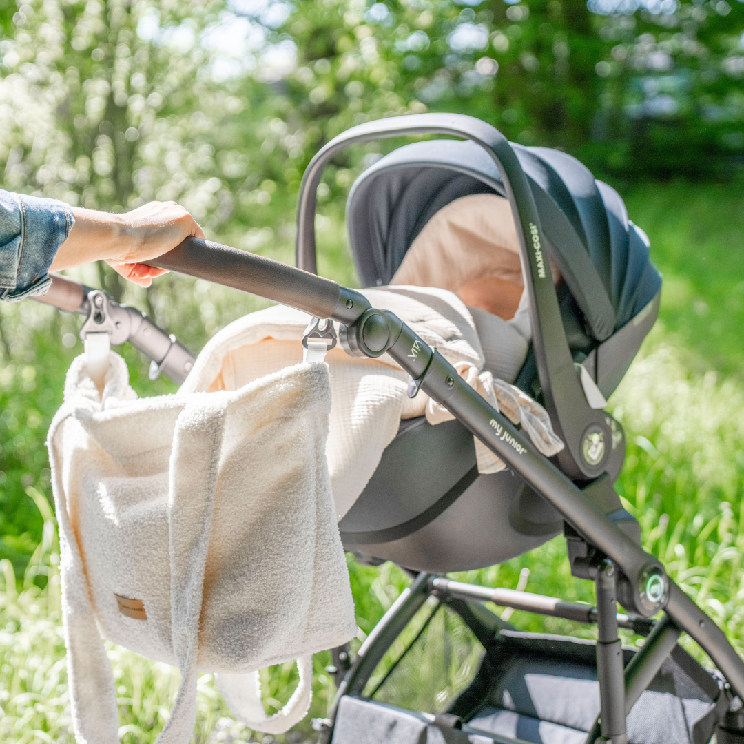 Wickeltasche Bouclé Teddystoff für den Kinderwagen - Mom bag
