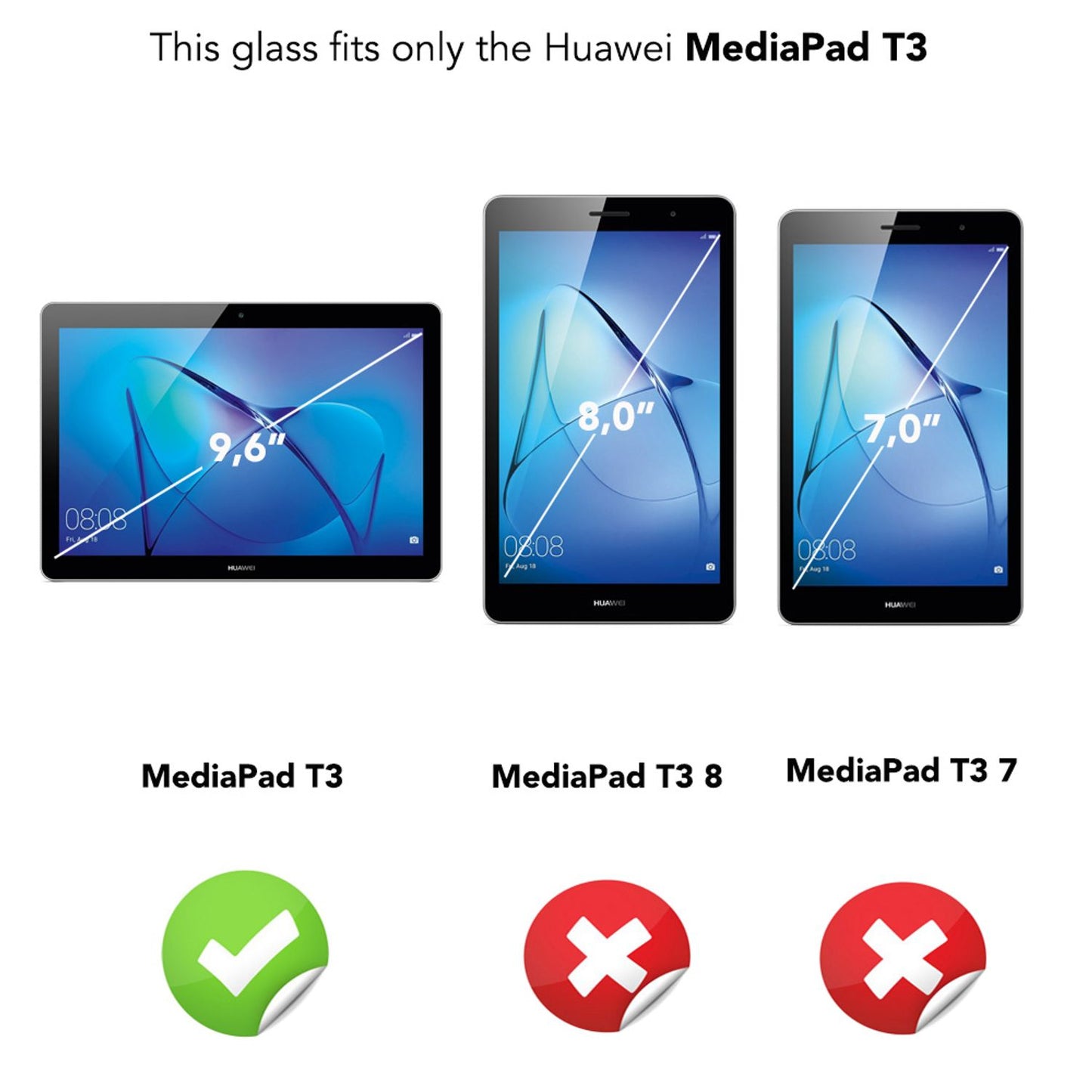NALIA tempered glass screen protector for MediaPad T3, 9H glass film for tablets, protective film for screens