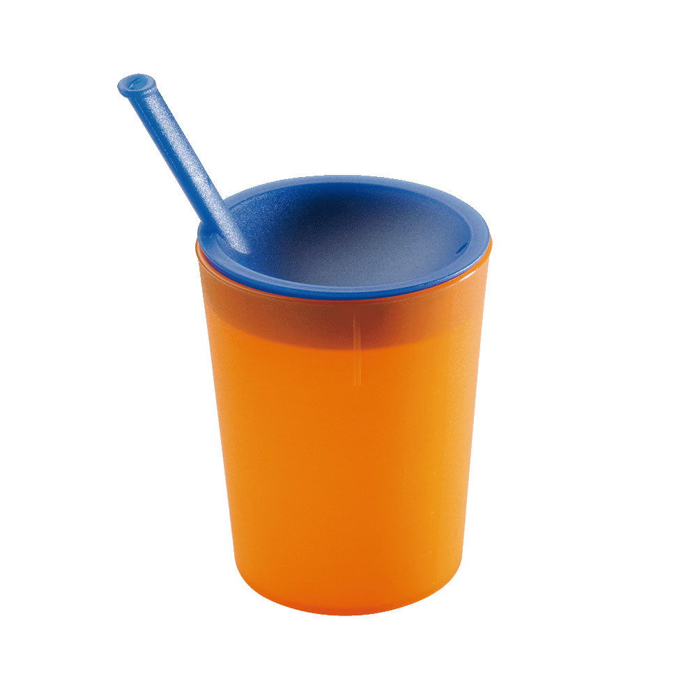Auslaufartikel: Medical Trinkhilfebecher 20 cl - Ø 73 x 92 mm (PP blau/orange| 1 Stück