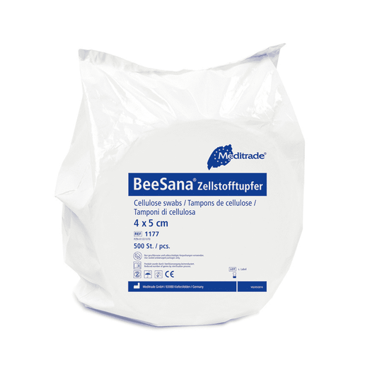 Auslaufartikel: Meditrade BeeSana sterile Zellstofftupfer, 4 x 5 cm, 1 Rolle  | Packung (500 Stück)