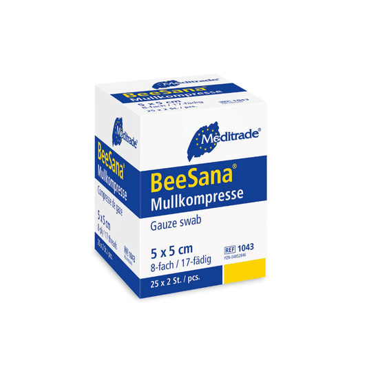 Meditrade BeeSana® Mullkompresse, einfach steril, 8-fach