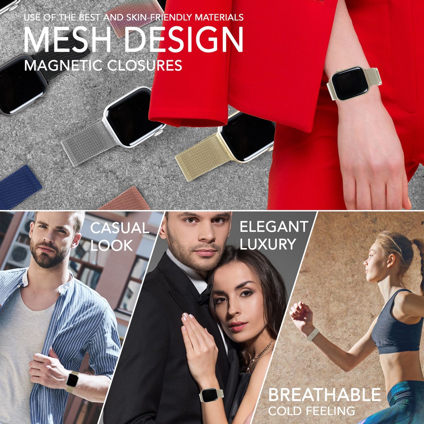 Mílanó málmól fyrir Apple Watch SE/8/7/6/5/4/3/2/1, 38/40/41 mm