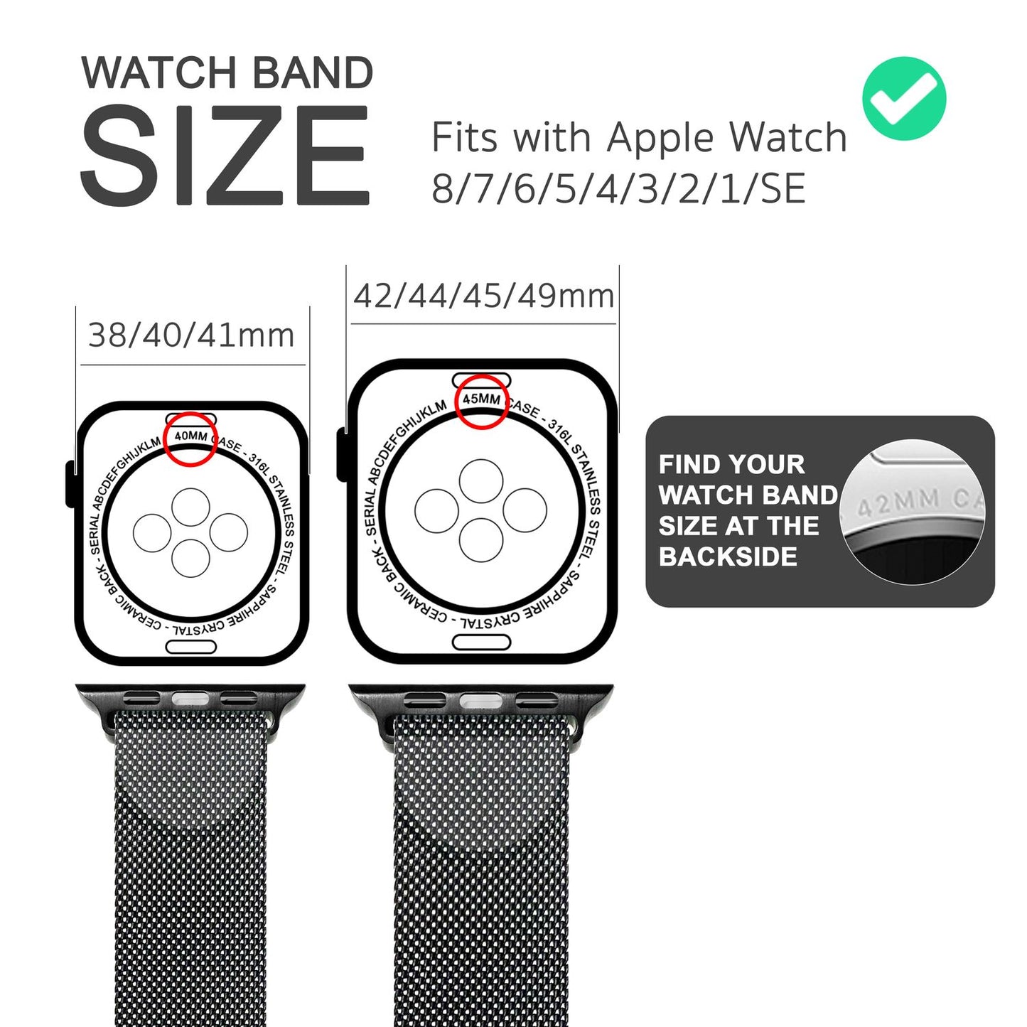 Mílanó málmól fyrir Apple Watch Ultra/SE/8/7/6/5/4/3/2/1, 42/44/45/49 mm