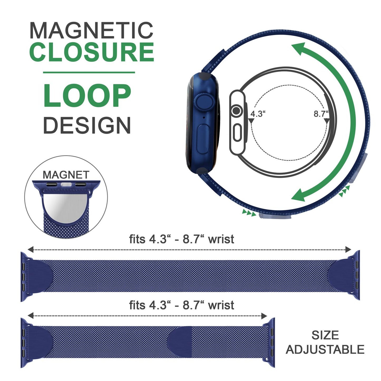 Mílanó málmól fyrir Apple Watch Ultra/SE/8/7/6/5/4/3/2/1, 42/44/45/49 mm