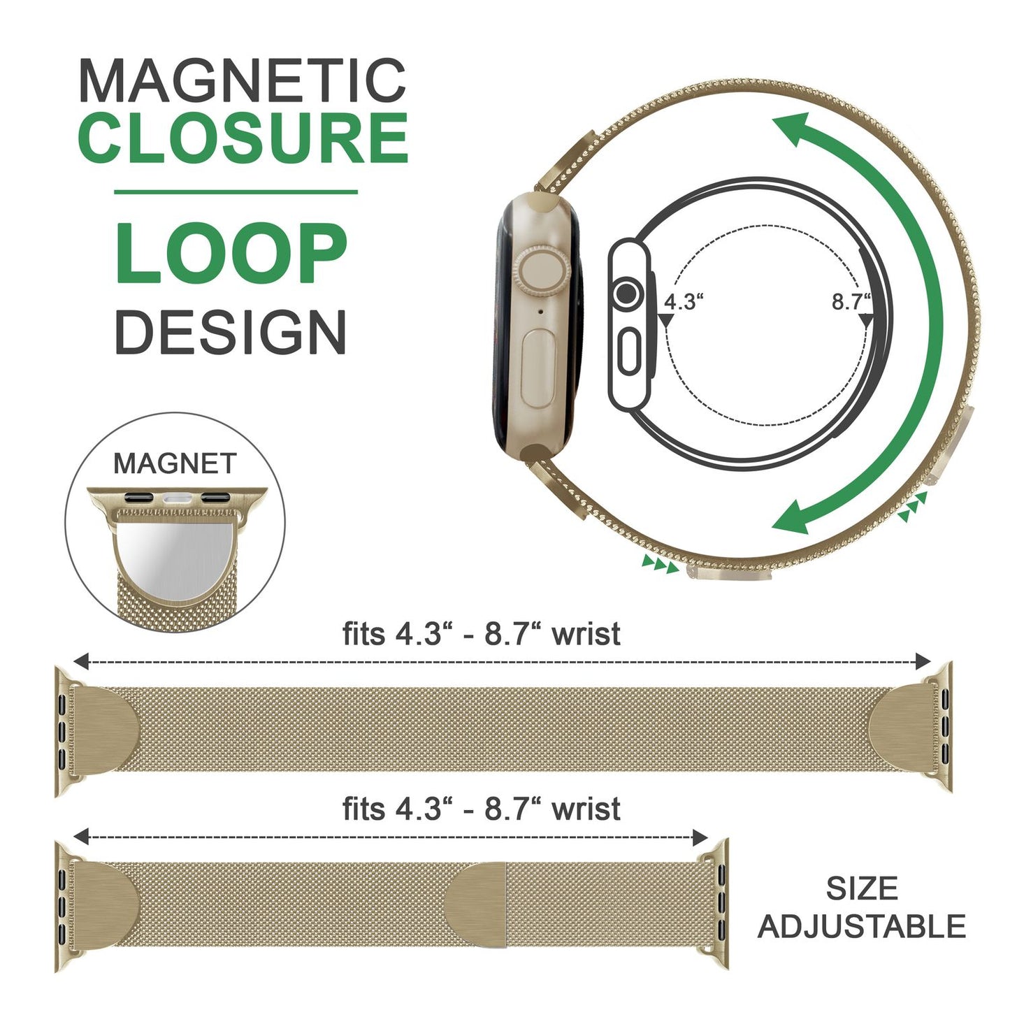 Mílanó málmól fyrir Apple Watch Ultra/SE/8/7/6/5/4/3/2/1, 42/44/45/49 mm