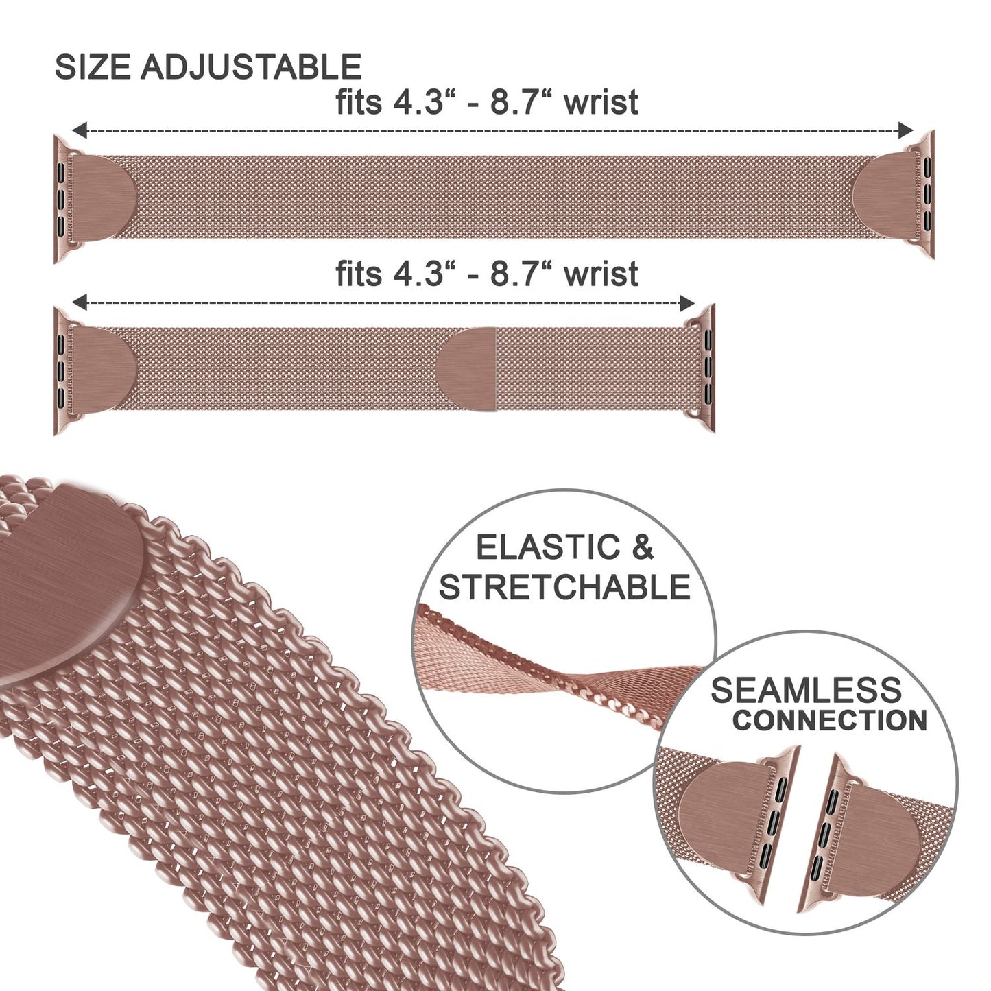Mílanó málmól fyrir Apple Watch Ultra/SE/8/7/6/5/4/3/2/1, 42/44/45/49 mm