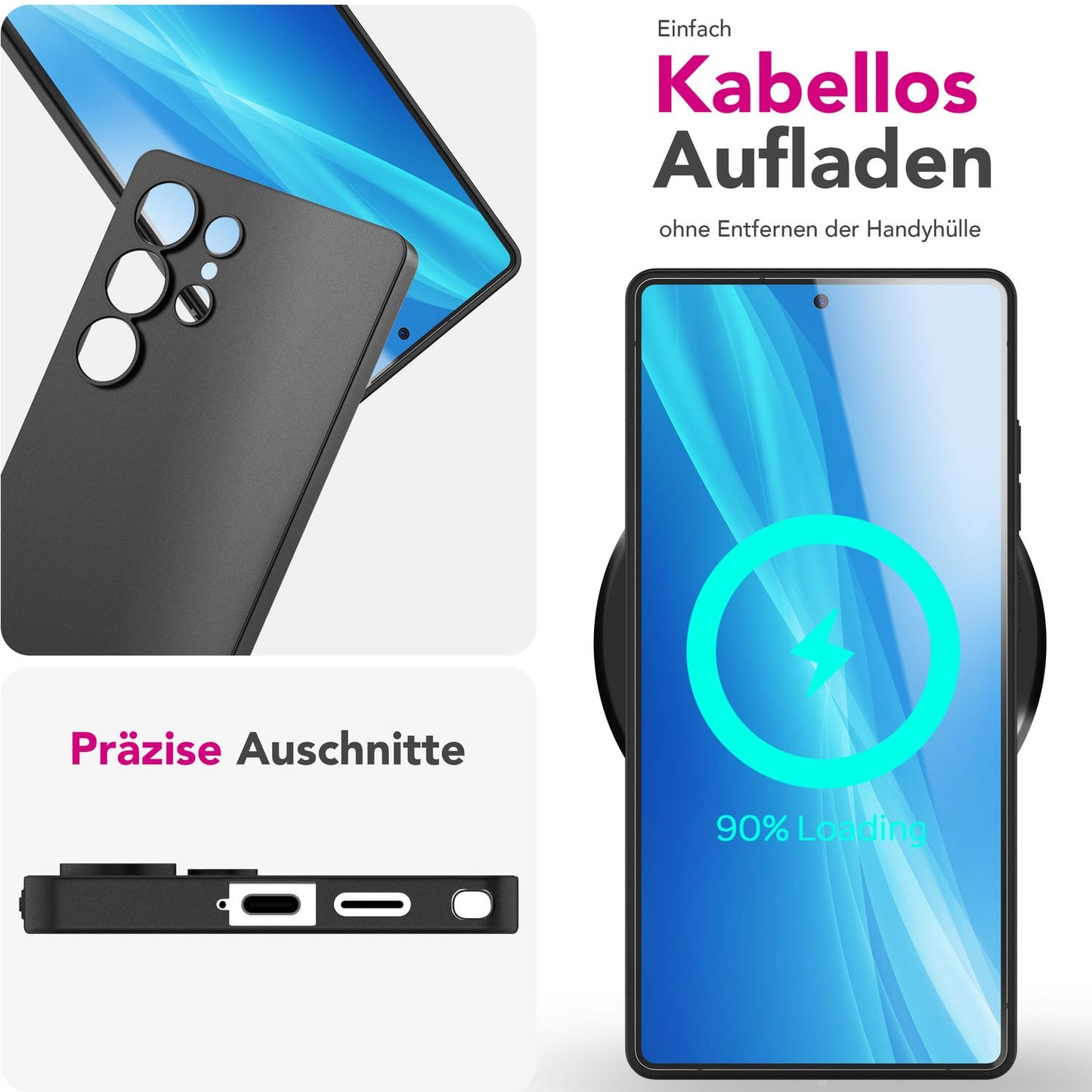 NALIA Phantom hulstur fyrir Samsung Galaxy S25 Ultra, afar þunnt 0,3 mm harðspjald, fingrafaravarið, þunnt matt símahulstur, fjaðurlétt, afar þunnt hulstur