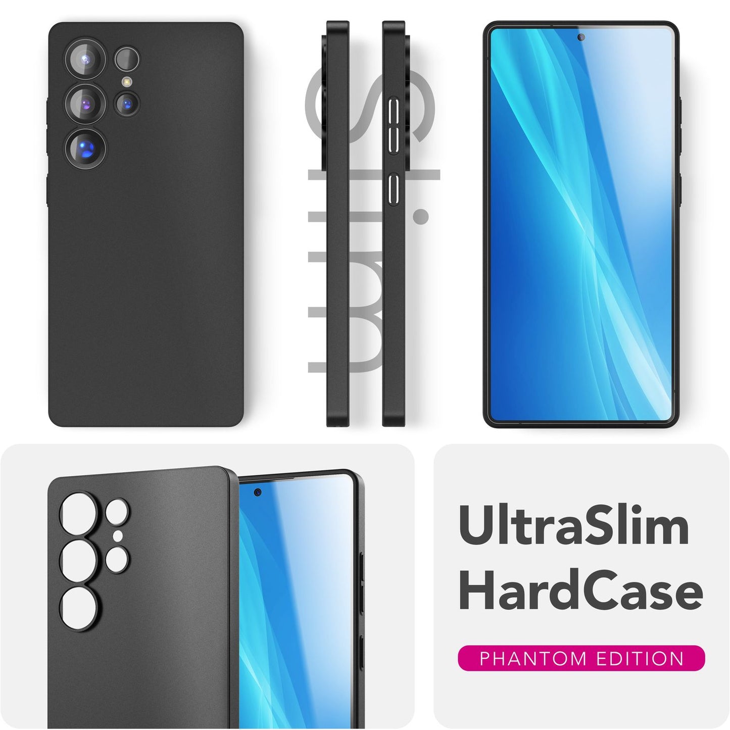 NALIA Phantom hulstur fyrir Samsung Galaxy S25 Ultra, afar þunnt 0,3 mm harðspjald, fingrafaravarið, þunnt matt símahulstur, fjaðurlétt, afar þunnt hulstur