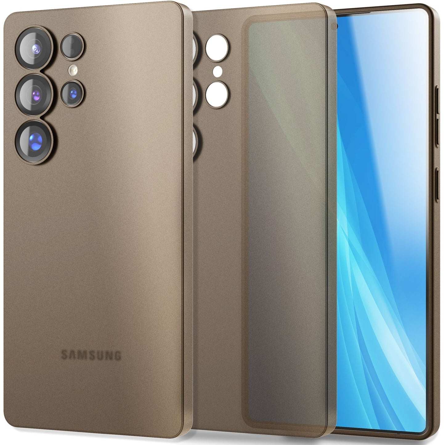 NALIA Phantom hulstur fyrir Samsung Galaxy S25 Ultra, afar þunnt 0,3 mm harðspjald, fingrafaravarið, þunnt matt símahulstur, fjaðurlétt, afar þunnt hulstur