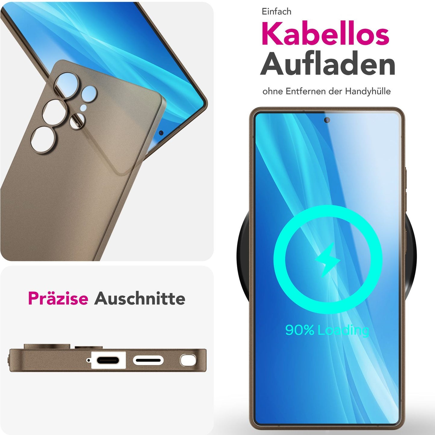 NALIA Phantom hulstur fyrir Samsung Galaxy S25 Ultra, afar þunnt 0,3 mm harðspjald, fingrafaravarið, þunnt matt símahulstur, fjaðurlétt, afar þunnt hulstur