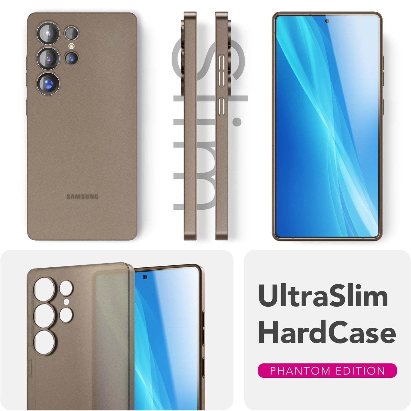 NALIA Phantom hulstur fyrir Samsung Galaxy S25 Ultra, afar þunnt 0,3 mm harðspjald, fingrafaravarið, þunnt matt símahulstur, fjaðurlétt, afar þunnt hulstur