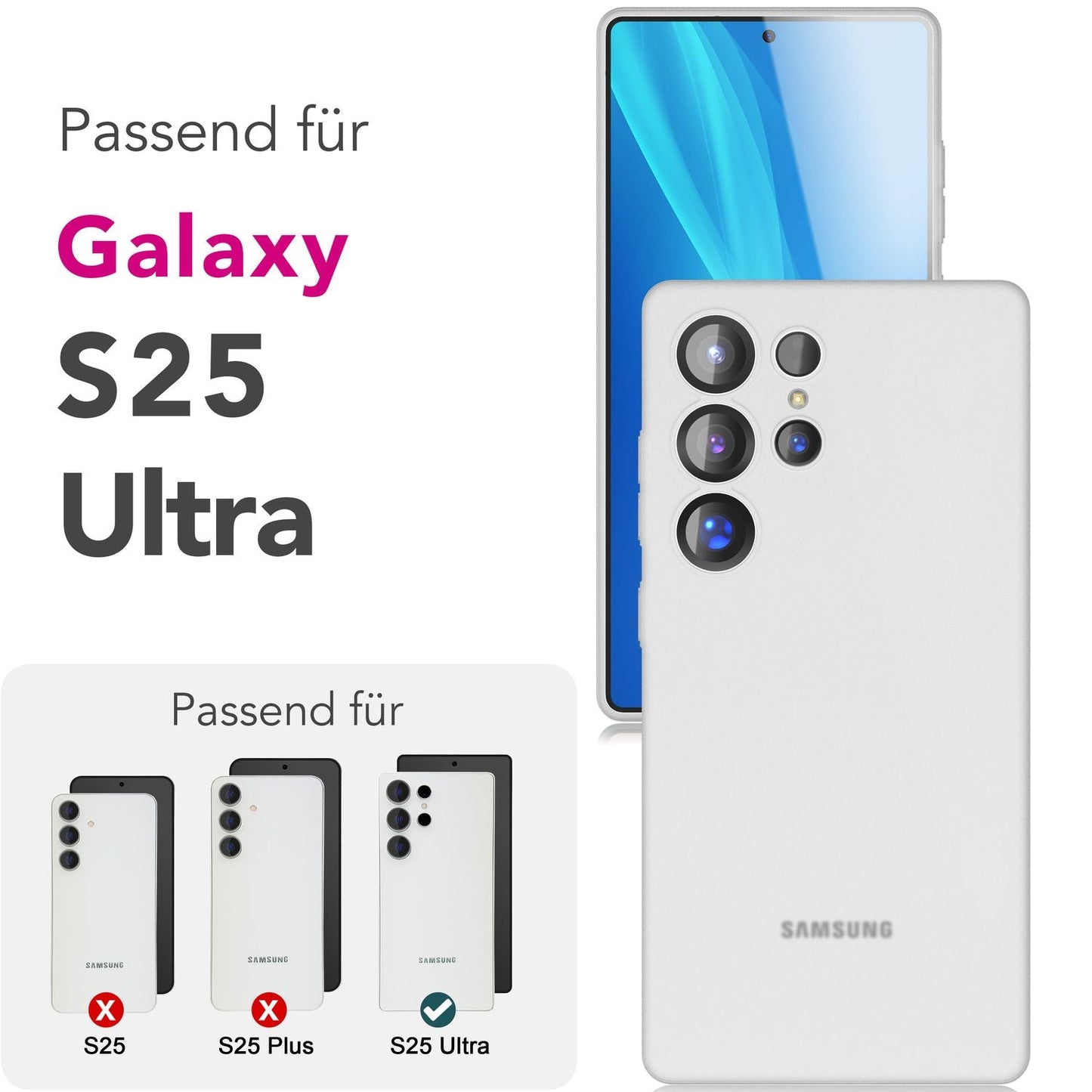 NALIA Phantom hulstur fyrir Samsung Galaxy S25 Ultra, afar þunnt 0,3 mm harðspjald, fingrafaravarið, þunnt matt símahulstur, fjaðurlétt, afar þunnt hulstur