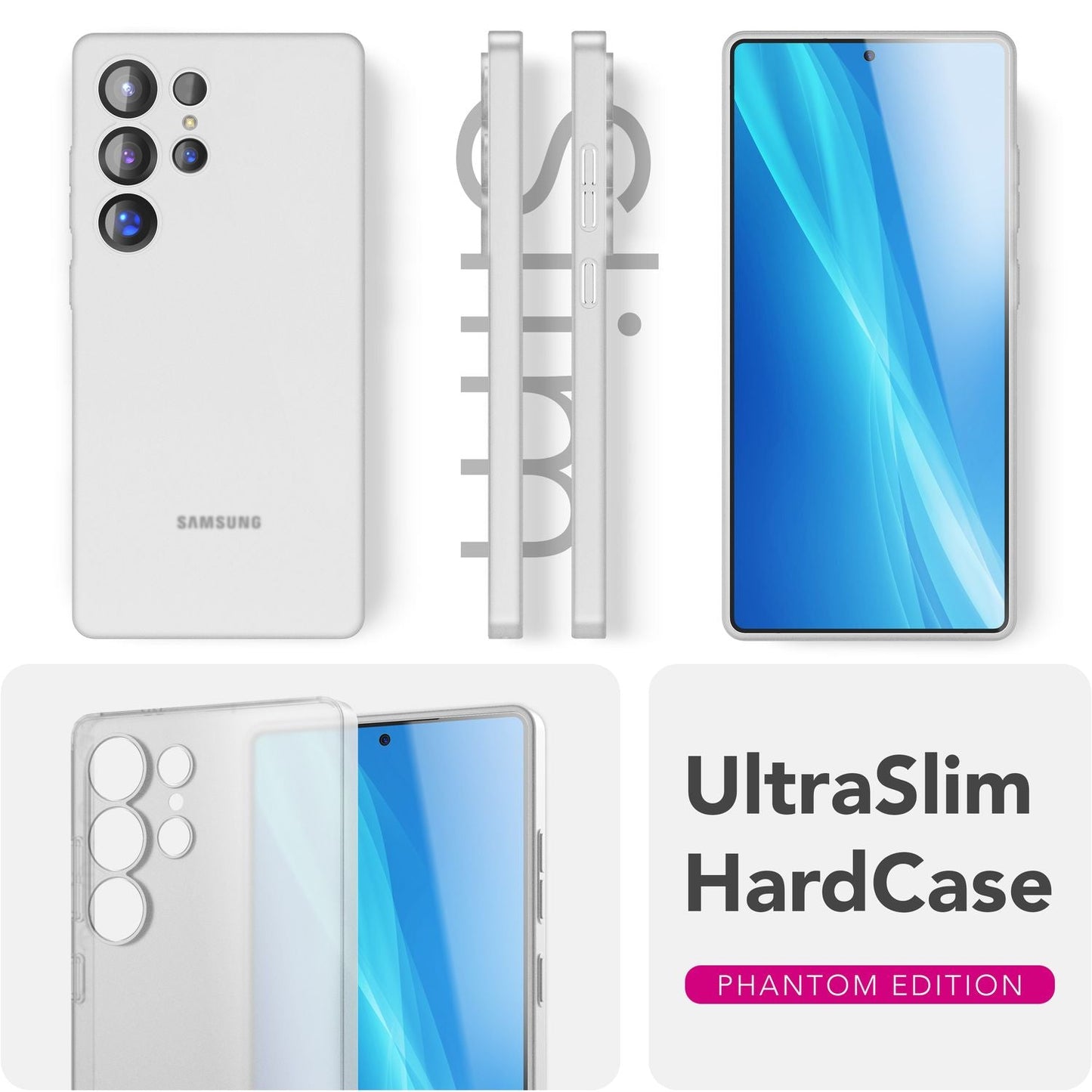 NALIA Phantom hulstur fyrir Samsung Galaxy S25 Ultra, afar þunnt 0,3 mm harðspjald, fingrafaravarið, þunnt matt símahulstur, fjaðurlétt, afar þunnt hulstur