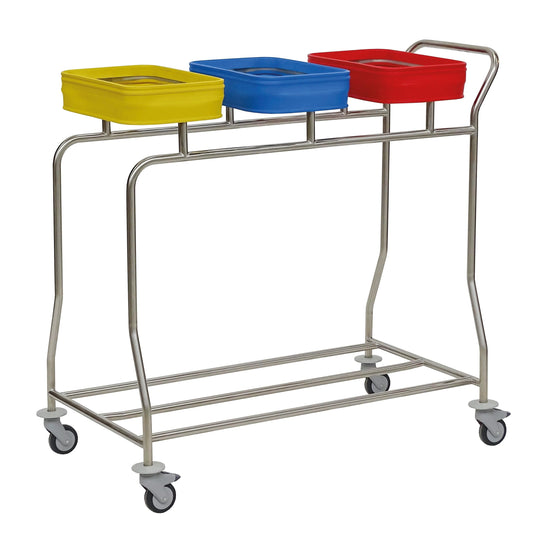 Novocal Edelstahl-Wäschesammler "Kompakt plus" Dreifachsammler Rahmen: Edelstahl Sämtliche Rohrv | Packung (1 Stück)