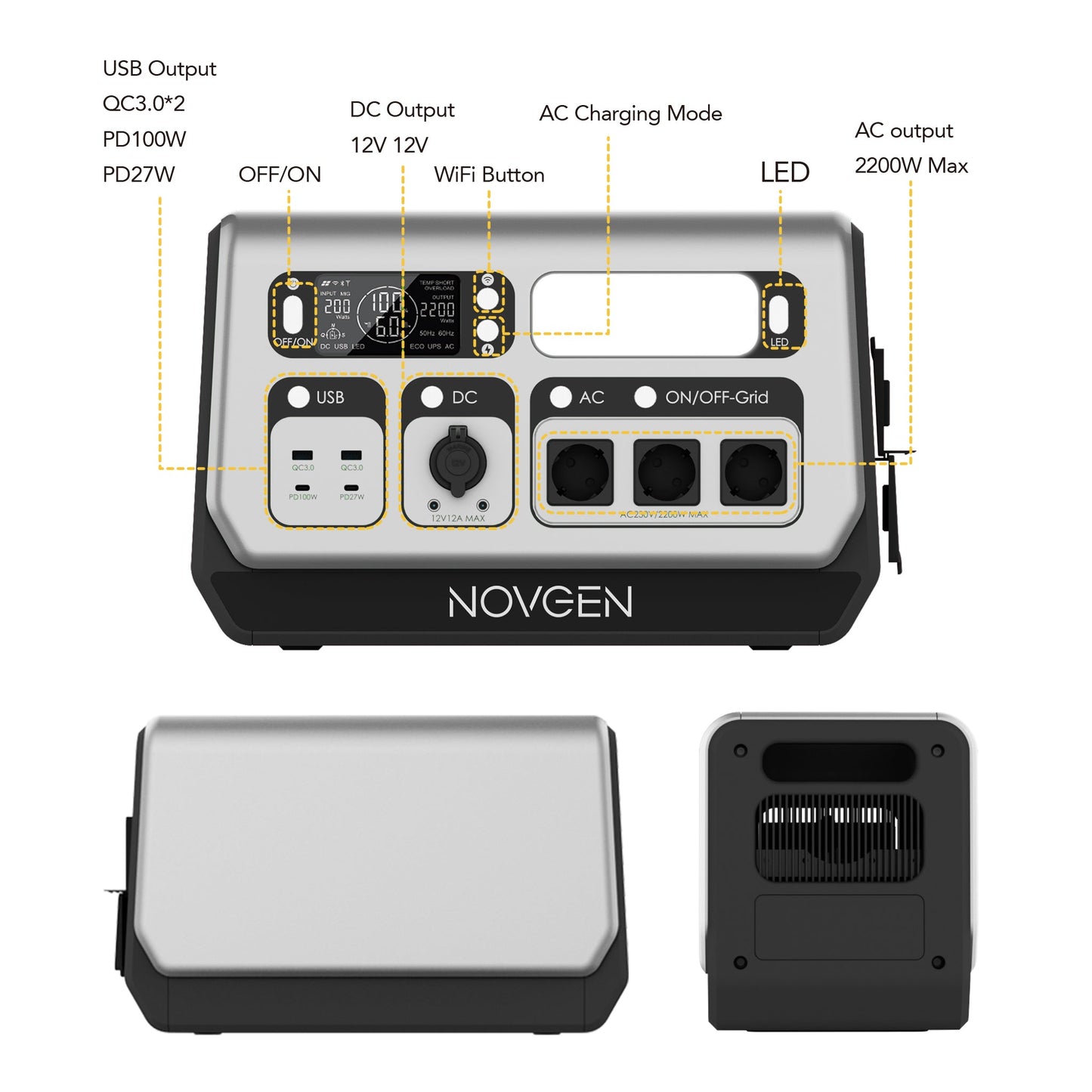 Novgen NOVB2048 LiFePO₄ Balkonkraftwerk mit Speicher 2048Wh | 800W/2200W | Plug & Play Solarspeicher