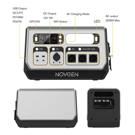 Novgen NOVB2048 LiFePO₄ Balkonkraftwerk mit Speicher 2048Wh | 800W/2200W | Plug & Play Solarspeicher