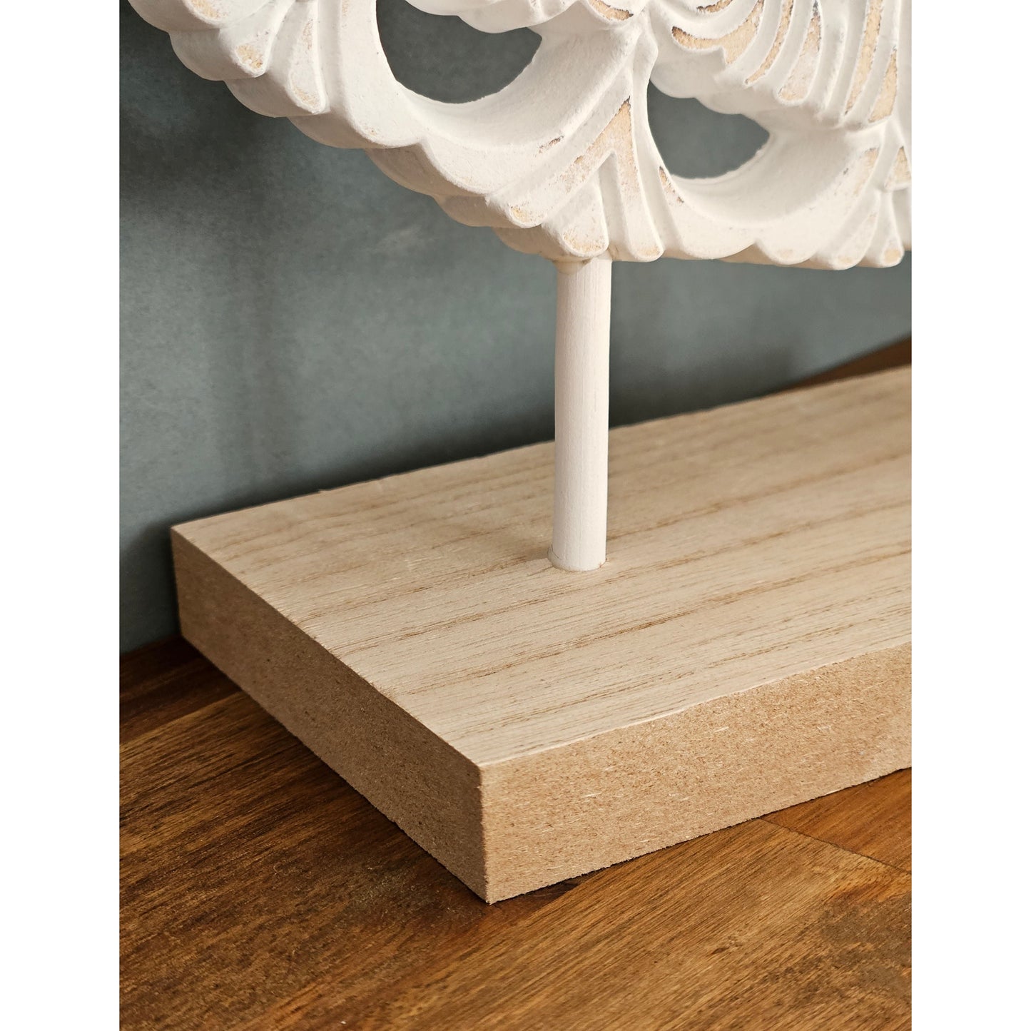 Ornament mit Sockel Aufsteller Holzbild Schabby Vintage Blumenmuster Rund Ø 23cm