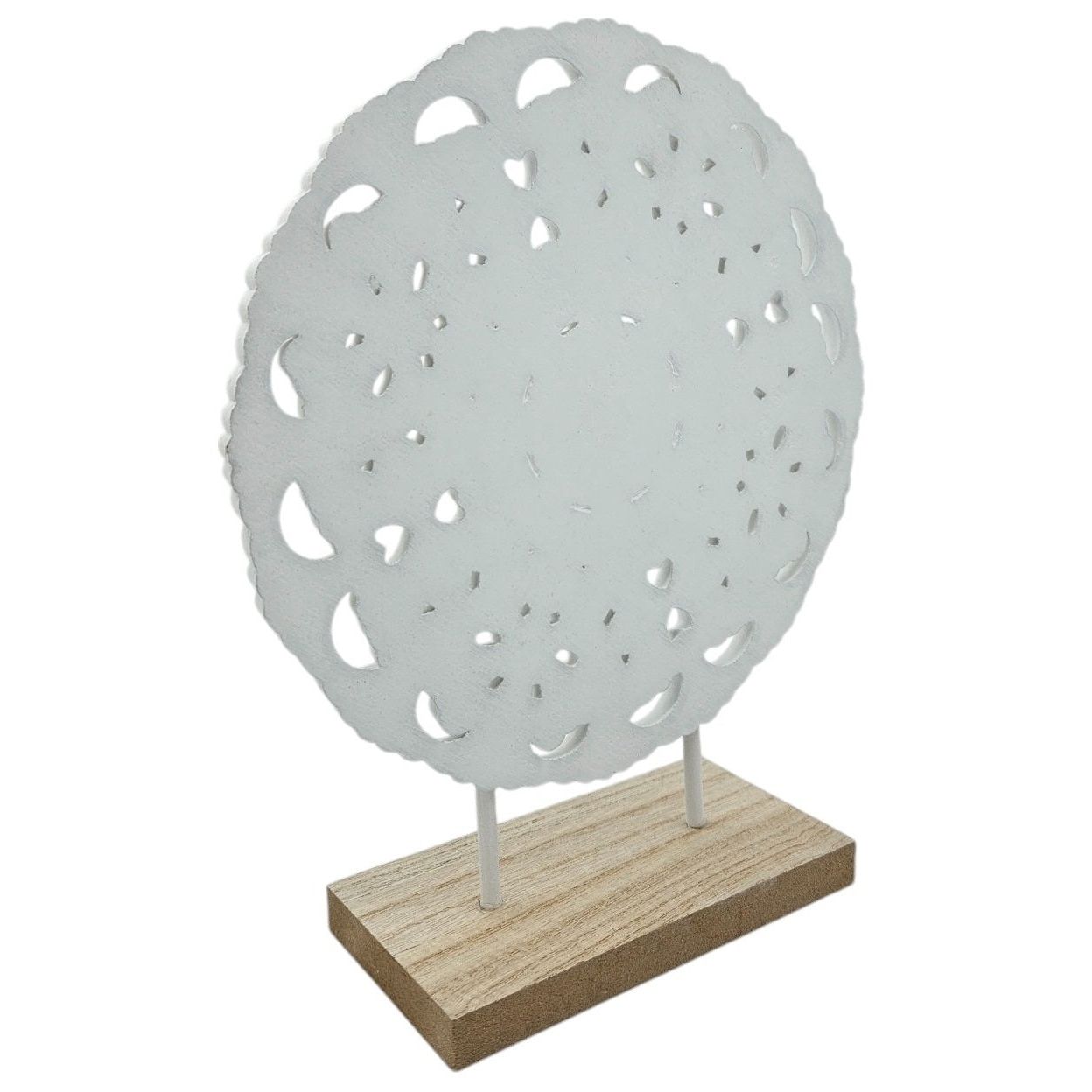 Ornament mit Sockel Aufsteller Holzbild Schabby Vintage Blumenmuster Rund Ø 23cm