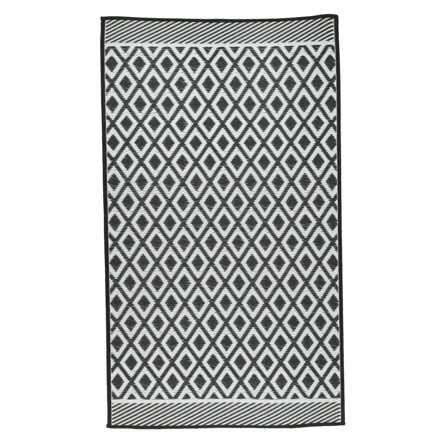 Outdoor Teppich Balkonteppich außen Balkon Terrasse 150x90 cm Schwarz