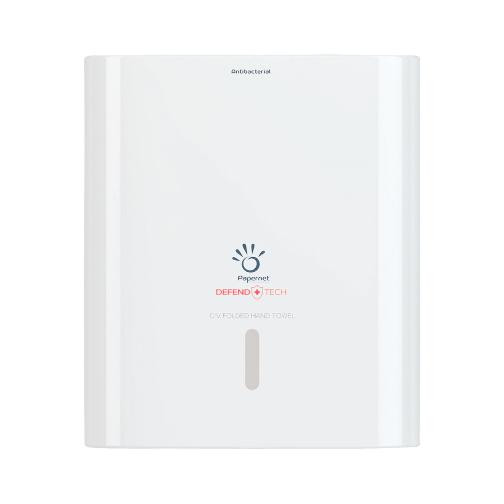 Papernet Antibakterieller Spender für C/V-Falz Falthandtücher mit Defend Tech Technologie | Karton (1 Packung)