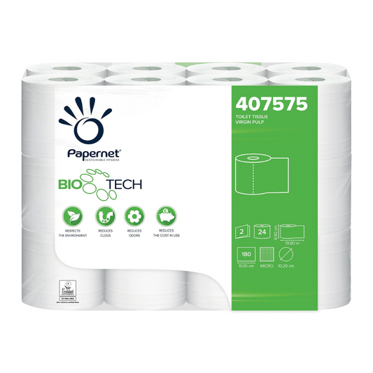 Papernet 407575 Toilettenpapier mit Bio Tech Technologie 2-lagig | Packung (24 Stück)