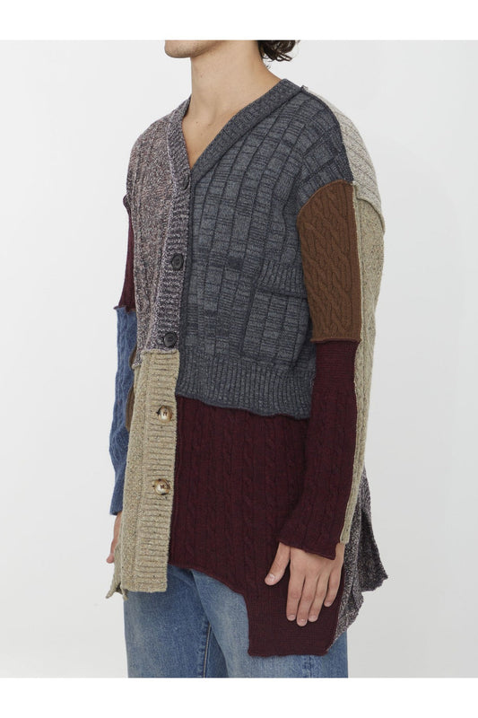 Patchwork distressed cardigan
